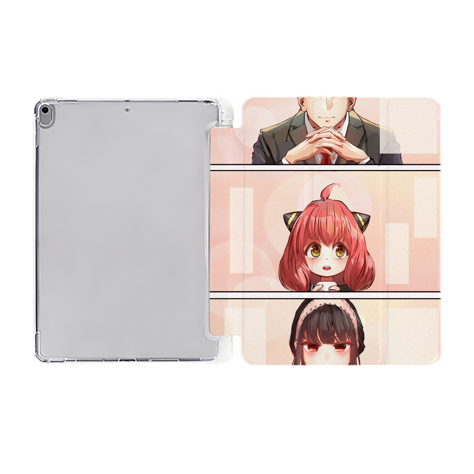 （画像用） SPY×FAMILY间谍家家酒 IPad ケース ペン収納付き 三つ折りスタンド PUレザー×シリコン 対応機種9.5/10.5/10.9インチ